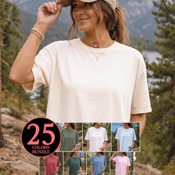 Comfort Colors 1717 Outdoor Mockup Bundle: C1717 Female Hiking Mockups, CC1717 Women Nature