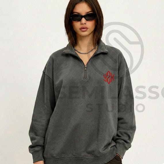 Retro Y2K Quarter Zip, Vintage Navy Sweater, 2000s Unisex Top, 90s