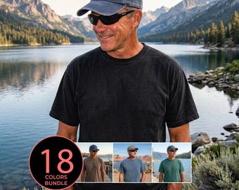 Outdoor Male Comfort Farben 1717 Modell Mockup Bundle: c1717 Natur Vatertag Camping Mockups, CC1717 Alter Mann Wandern Mock Up