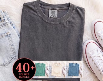 Comfort Colors 1717 Folded Mockup Bundle: Trendy CC1717 Fold Flat Lay Mockups. Realistic C1717