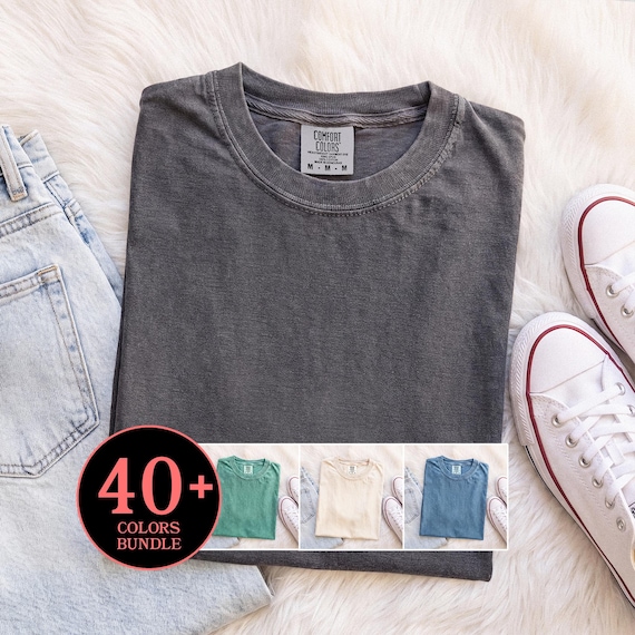Comfort Colors 1717 Folded Mockup Bundle: Trendy CC1717 Fold Flat Lay Mockups. Realistic C1717