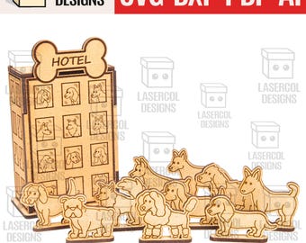 犬用ホテルボックスペイントキット DIY カットアウト - レーザーカットファイル - Glowforge SVG+DXF