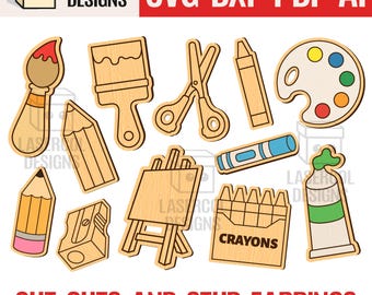 アート用品 切り抜きとスタッドピアス - レーザーカットファイル - SVG+DXF+PDF - Glowforge