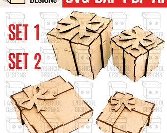 ギフトボックスバンドルセット 1 & 2 (2サイズ) レーザーカットファイル Glowforge SVG