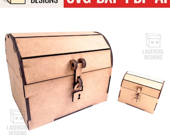 Box Chest (Two Sizes) - Laser Cut Files - SVG+DXF+PDF - Instant Download