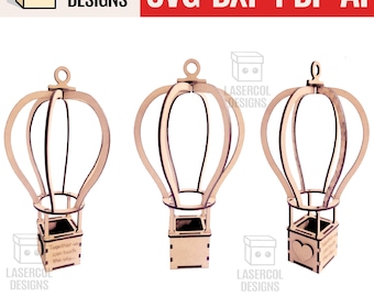Heißluftballon - Laser Cut Dateien - SVG+DXF+PDF - Glowforge Files - Instant Download