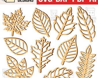 葉っぱの切り抜き - レーザーカットファイル - SVG+DXF+PDF - Glowforge - 即時ダウンロード