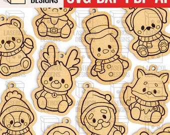 Adornos navideños - Archivos cortados con láser - SVG+DXF+PDF - Archivos Glowforge - Descarga instantánea