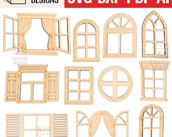 Windows カットアウト - レーザーカットファイル - SVG+DXF+PDF - Glowforge - 即時ダウンロード