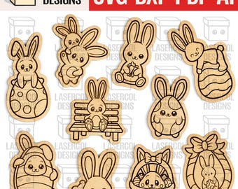 Easter Bunny Paint Kit DIY Cut Outs Set 4 - Laser Cut Files