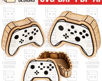 Controller Shaped Boxes Set 2 (3 Größen) - Laser Cut Dateien - Vatertagsgeschenk - SVG + DXF