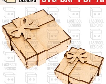 Gift Box Set 2 (Two Sizes) - Laser Cut Files - Glowforge SVG+DXF - Father's Day