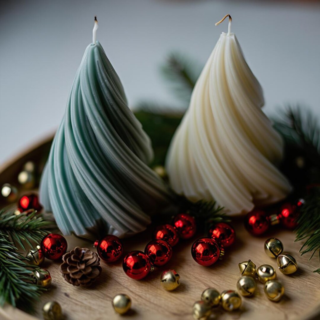 Handmade Soy Wax Christmas Tree Candle - Spiral Holiday Décor - Etsy