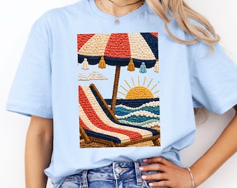 Beach Sunset Shirt: Coastal Summer Graphic Tee, Ocean Vacation T Shirt, Tropical Womens Top