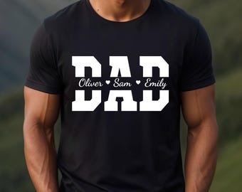 Custom Daddy With Kids Names Shirt: Personalized Father's Day Gift, Fist Bump Dad Tee