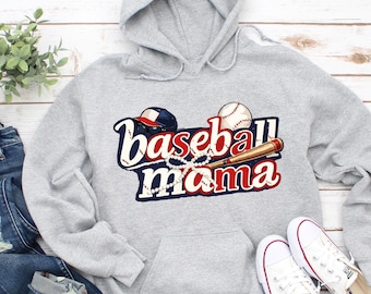 Baseball Mama Hoodie: Baseball Mom Game Day Hoodie, Retro Baseball Mom Hoodie, Baseball Season Mom Gift Hoodie