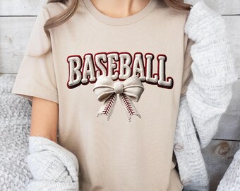 Game Day Baseball Shirt, Faux Yarn Love Baseball Mom Shirt, Diamonds Season Crochet Knit Coquette Bow