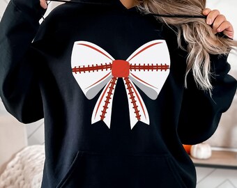 Coquette Baseball Hoodie, Baseball Mom Hoodie, Game Day Sweatshirt, Fall Baseball Season Hoodie, Baseball Bow Sweatshirt