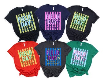 Let The Games Begin Shirt: Retro Field Day Tee, Colorful Waves School Spirit Top