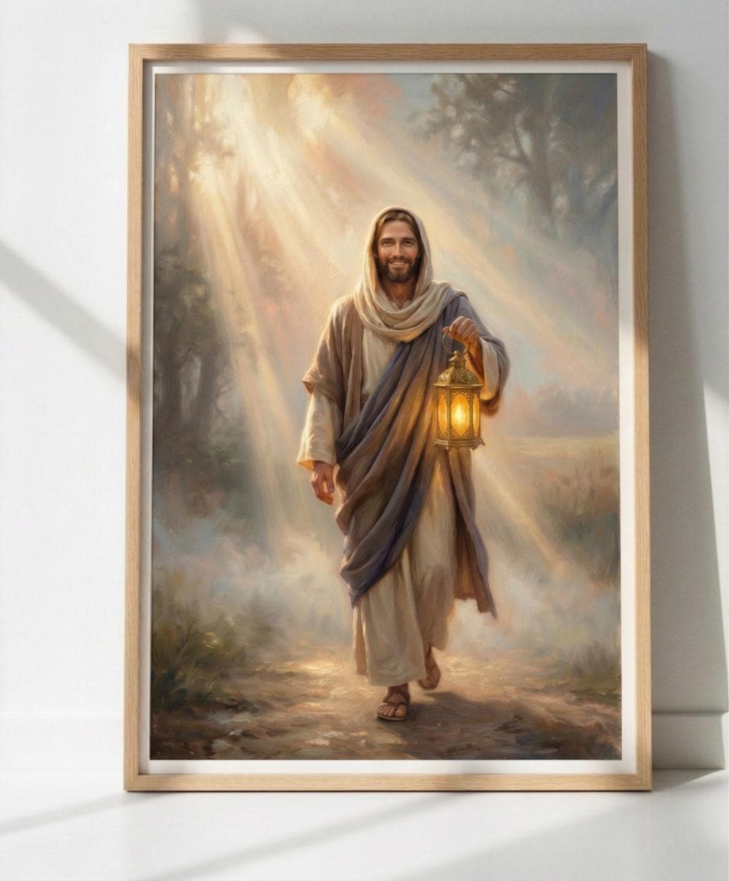 Light of the World Print, Smiling Jesus Canvas, Bright Christian Art ...