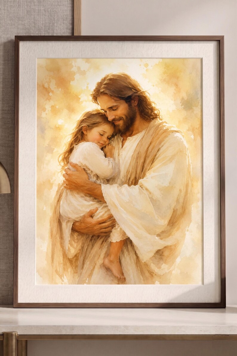His Support Jesus Printable, Christian Wall Art, Jesus Carrying Girl ...