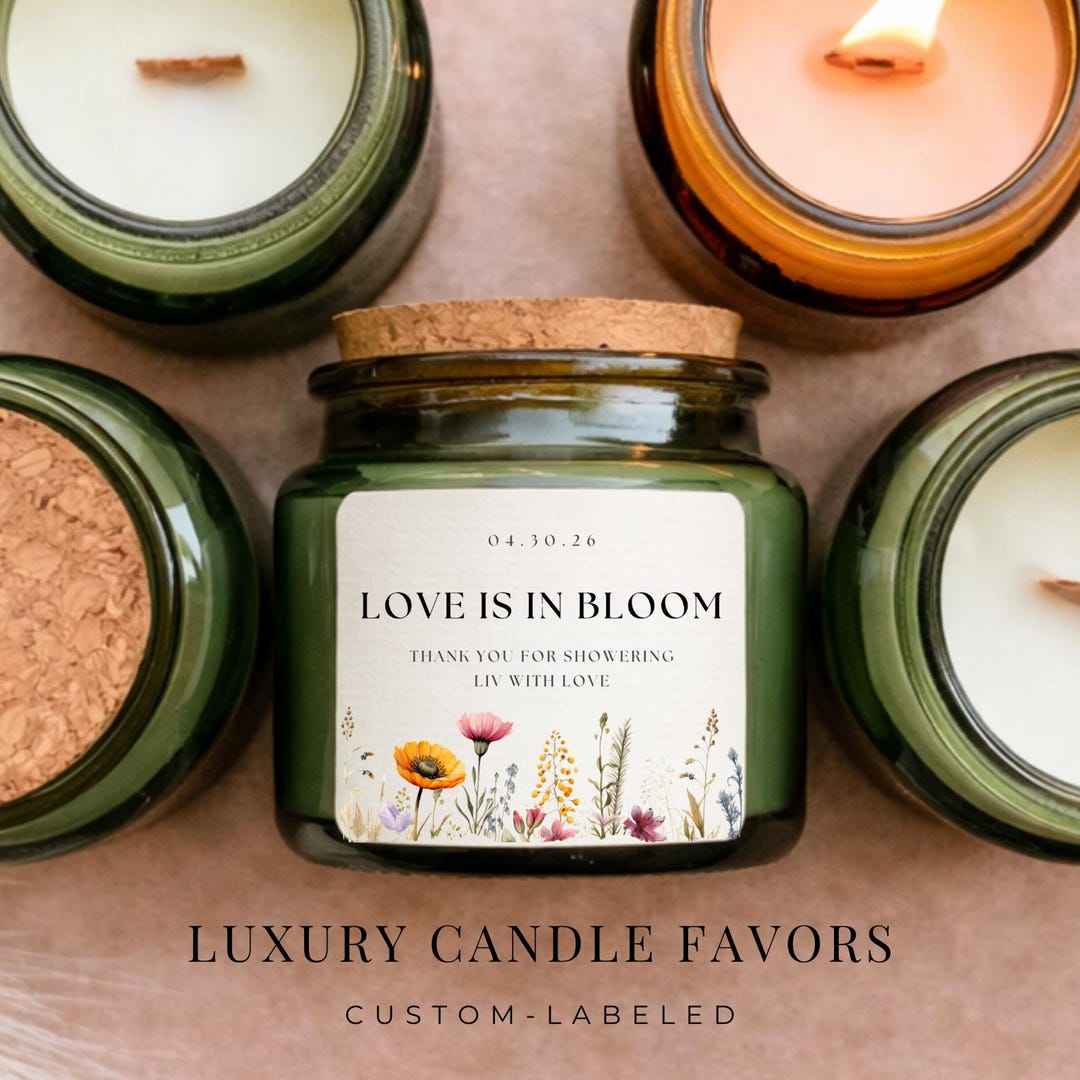 Personalized Bridal Shower Candle Favors | "love is in Bloom" Spring ...