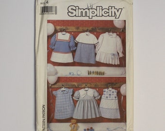 1980s Simplicity 7983 Sewing Pattern - Children's Dress - Size 4 - Sailor Collar, Peter Pan Collar, Ruffle Collar, Collarless