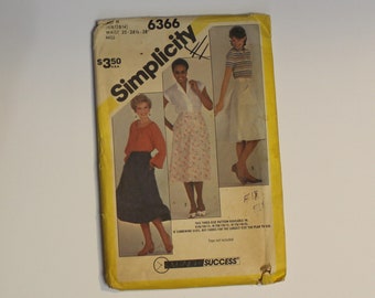 UNCUT 1980s Simplicity 6366 Sewing Pattern - Overnight Success - Size N (10, 12, 14), Backwrap Skirt in Two Lengths