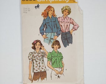 UNCUT 1970s Simplicity 5583 Sewing Pattern - Size 14, Bust 36" Misses' Smock Blouse in Two Lengths