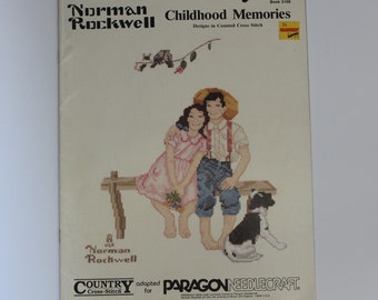 Norman Rockwell Childhood Memories Counted Cross Stitch Pattern Book 5108, Country Cross Stitch for Paragon Needlecraft