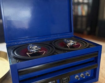 Handmade Toolbox Bluetooth Speaker | Custom LED Audio Box, Garage Workshop Sound