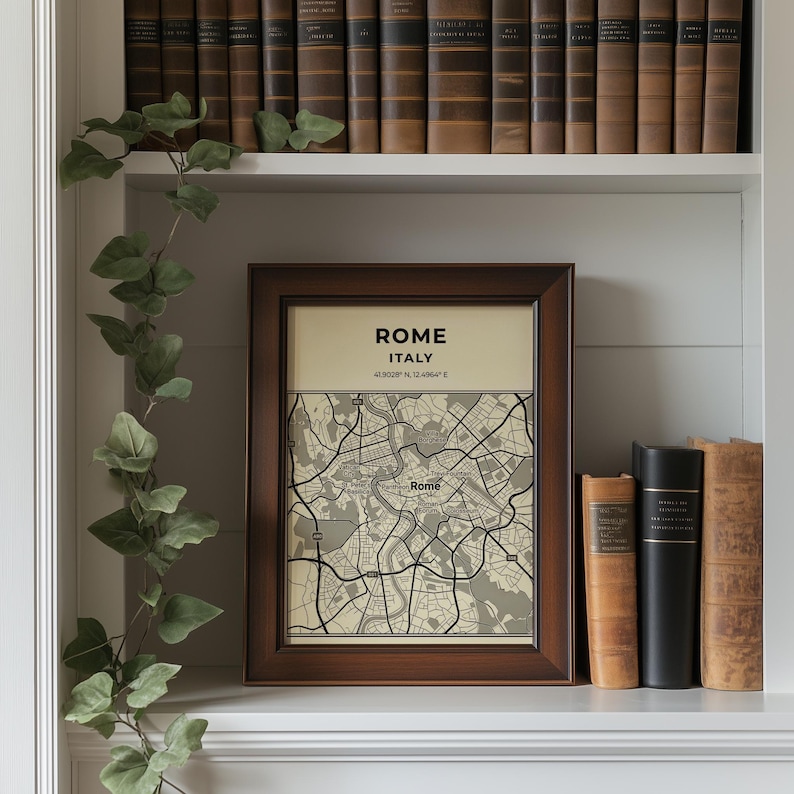 Modern Rome City Map Art - Minimalist Cityscape, Neutral Scandi Decor ...