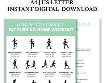 Fat Burning, Cardio Workout Plan – Low Impact Home Exercises (PDF)