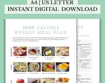 1600 Calorie Weekly Meal Plan | Healthy Eating Guide (PDF)