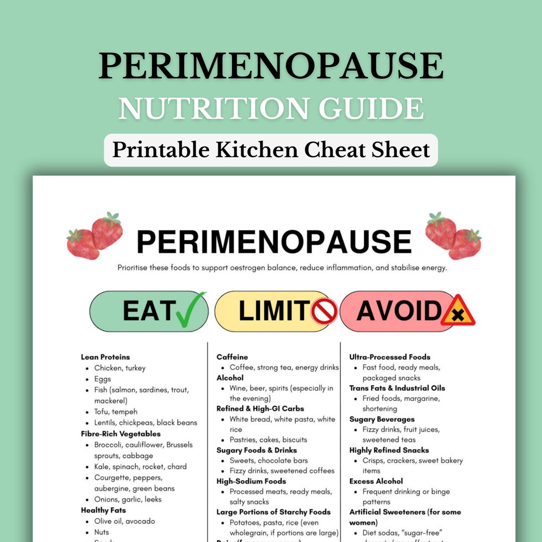 Perimenopause Nutrition Cheat Sheet | Hormone Balance Foods | Menopause ...
