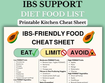 IBS-Friendly Food Cheat Sheet | Printable Digestive Support Guide | Instant Digital Download