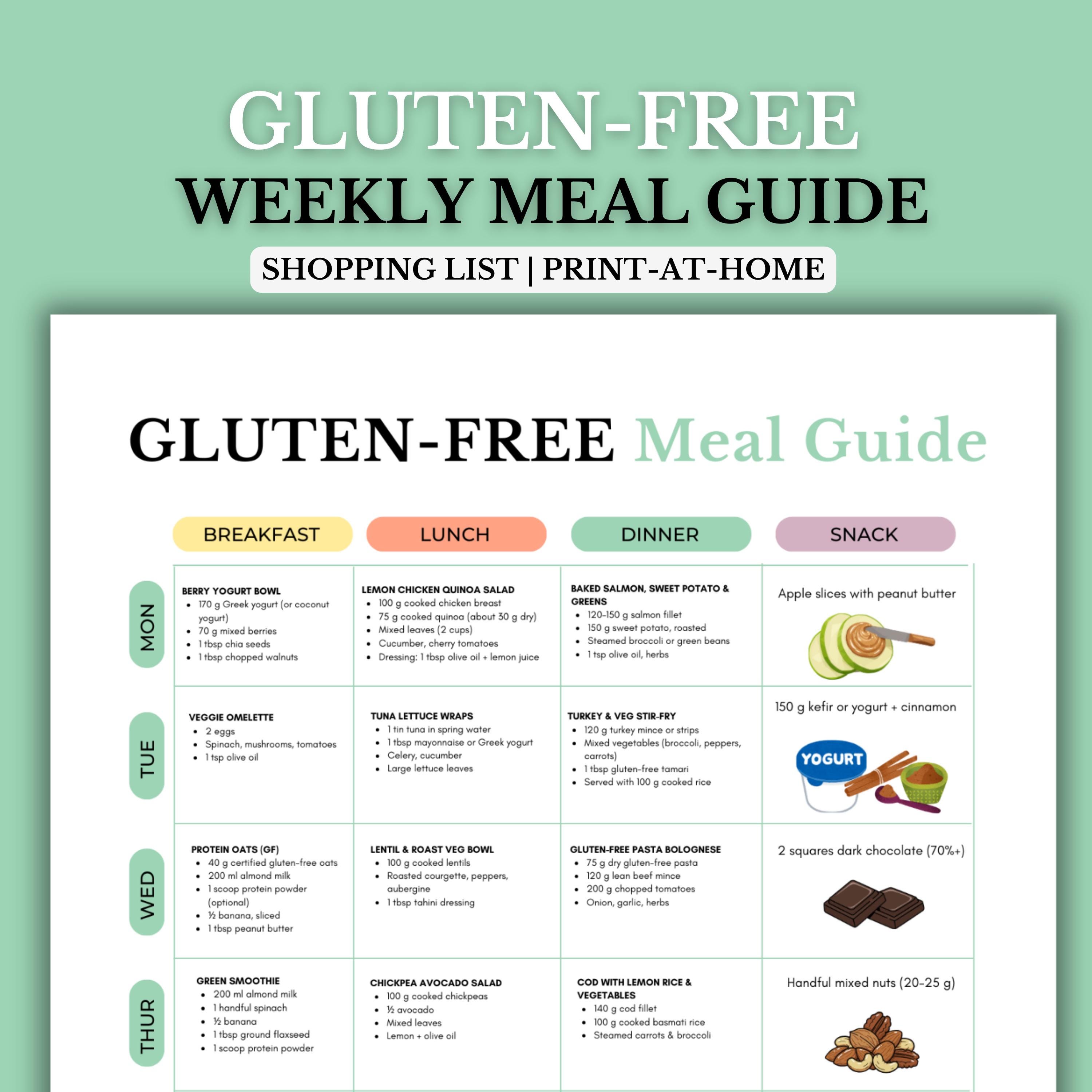 7 Day Gluten Free Meal Plan Guide | Coeliac Friendly Meals | Printable ...