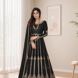 anarkali dress for engagement Engagement Dresses For Women: Shop Gray Anarkali Gown