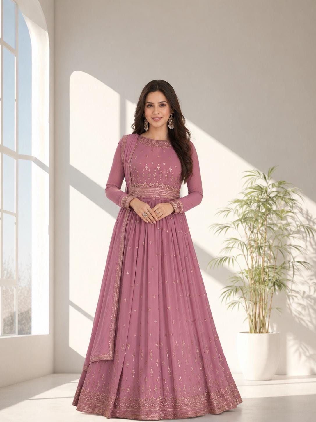 slim fit dress slacks Plus Size Open Long Lantern Sleeve Bridesmaid Dress