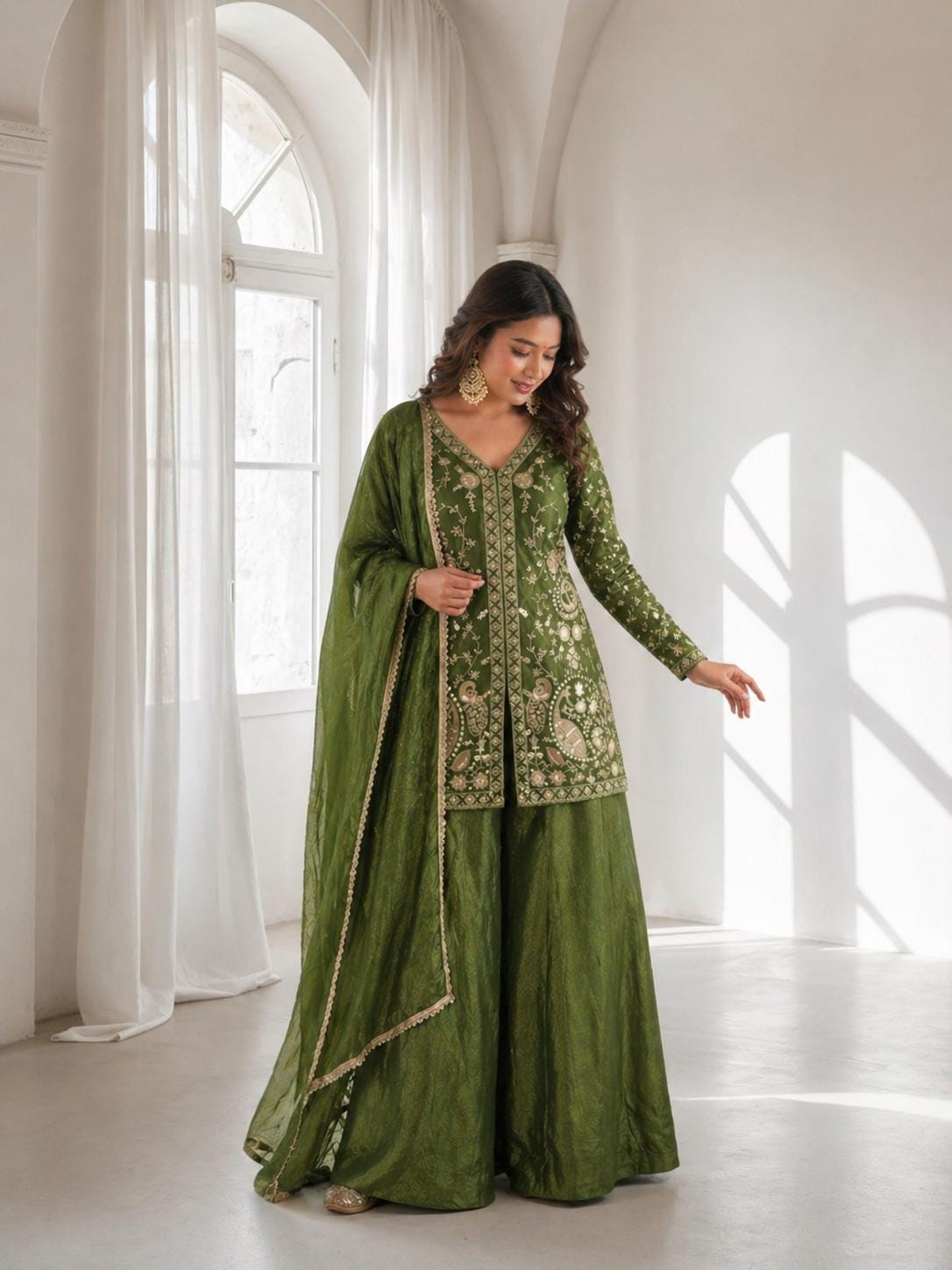 Olive Green Indian Dress for Women - Etsy
