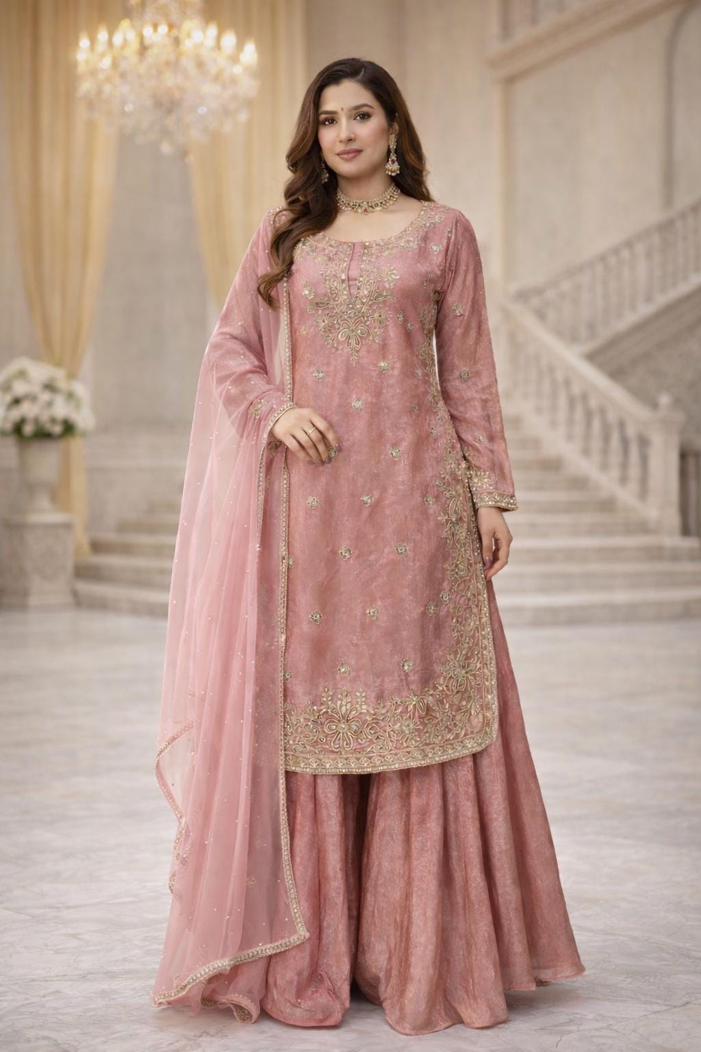 green emerald velvet dress M-5Xl) Plus Size Dusty Pink Leafs Embroidery Modern Qipao Dress   Pluspreorder