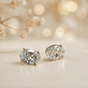 4.00 CT Oval Cut Lab Grown Diamond Earing | 14K White Gold (IGL Certified)