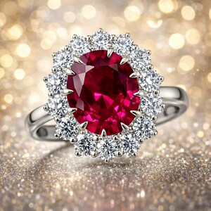 3.1 Ct Natural Ruby & Diamond 14K White Gold Engagement Ring | IGL Certified