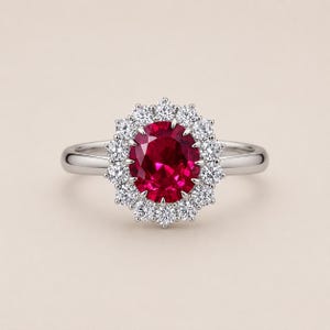 3.1 Ct Natural Ruby & Diamond 14K White Gold Engagement Ring | IGL Certified