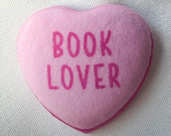 Book Lover Plush Badge - Pink Bookish Heart Pin
