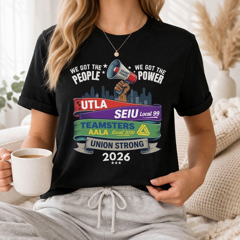 労働運動 UTLA SEIU AALA 私たちには人々がいる、私たちには力がある レディース メンズ Tシャツ 画像 1
