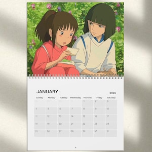 Spirited Away 2026 Writable Wall Calendar, Studio Ghibli Inspired Anime Art Decor
