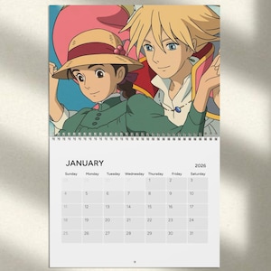 2026 Howls Moving Castle Writable Wall Calendar, Studio Ghibli Inspired Anime