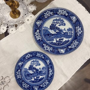 Antique Wedgwood Fallow Deer Plate | Blue Transferware England