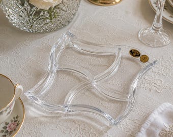 Vintage Bohemia Crystal Divided Serving Dish